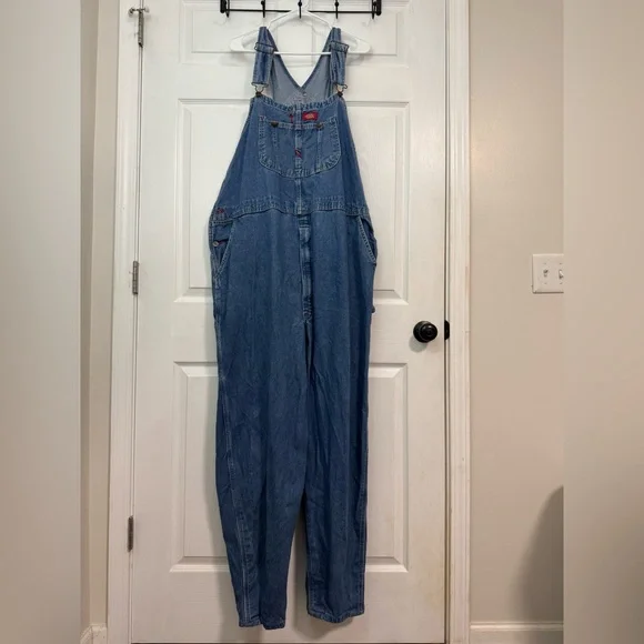 Dickies Classic Blue Denim Overalls Size 46x32 - Picture 1 of 7